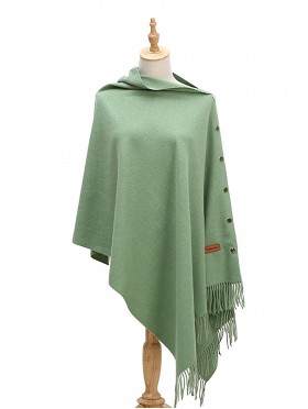 Cashmere Feeling Shawl w/ Openable Button Details